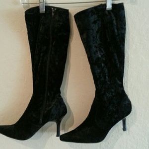 Black Crushed Velvet Boots