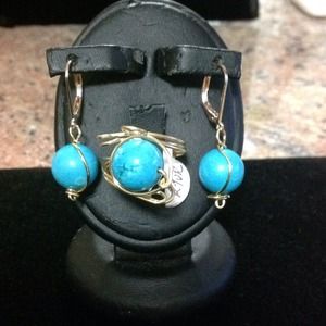 Turquoise ring and earrings