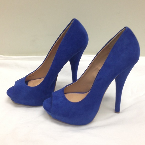 Forever 21 Shoes - Royal Blue Peep Toe Pumps