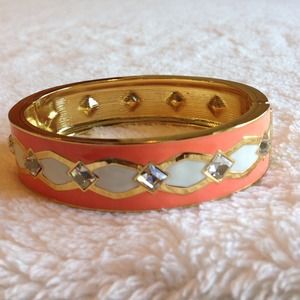 Gold, White, and Coral Magnetic Bracelet