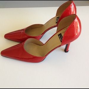 SALE Stuart Weitzman Red Patent D' Orsay Heel Pump