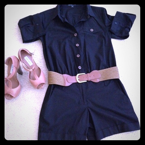 Black Romper with Belt