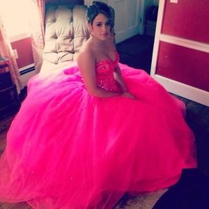 Beautiful ball gown with an open back corset