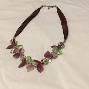 Purple & Green Rose Necklace