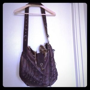 NWT**Suede shearling messenger bag