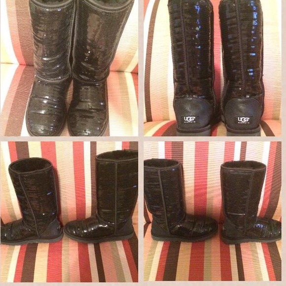 Black Sparkly Ugg High Boots