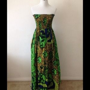 Green Leaf African Maxi Dress