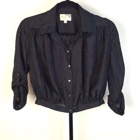 Elizabeth and James Silk Crop Button Down Shirt