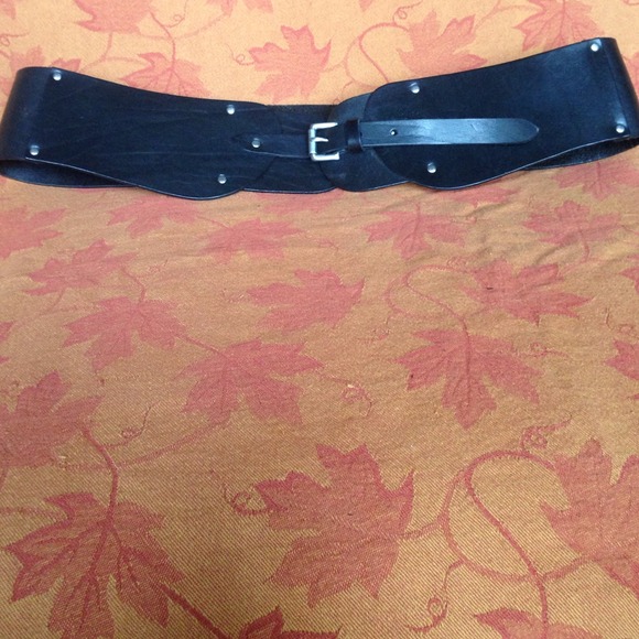 Genuine leather wide black belt buckle - Picture 1 of 1