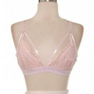 Strappy pink lace bralette