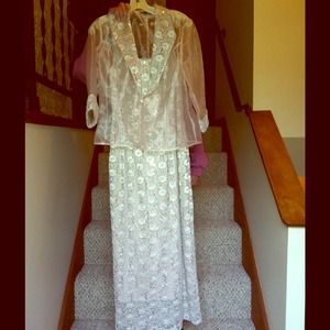 Champagne sequined floor length dress