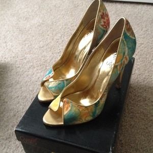 Carlos Santana Blue and Gold Heels