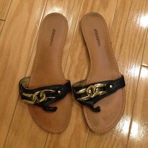 xhilaration Black and Tan Sandals