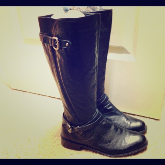 Vaneli Black Leather Riding Boots