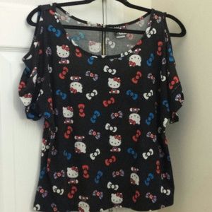 Hello Kitty Shirt w/ cut shoulders
