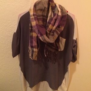 Soft plaid fringe scarf
