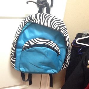 Medium Sized Blue and Zebra Backpack