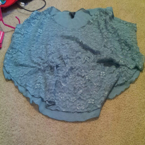 Mint green punco like lace shirt