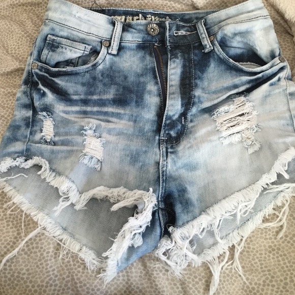 Acid Wash Denim High Rise Shorts