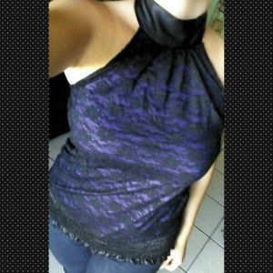 Black/Purple Halter Top