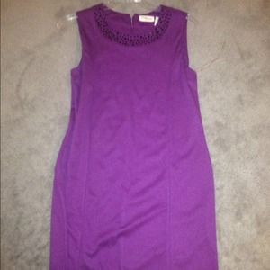 Women's Purple Sleeveless,Black Rhinestone Dress!