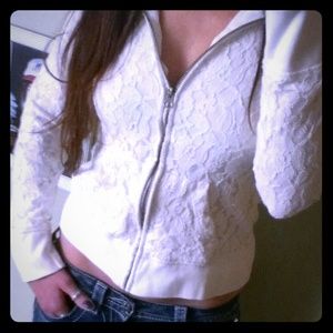 Cream lace hoodie