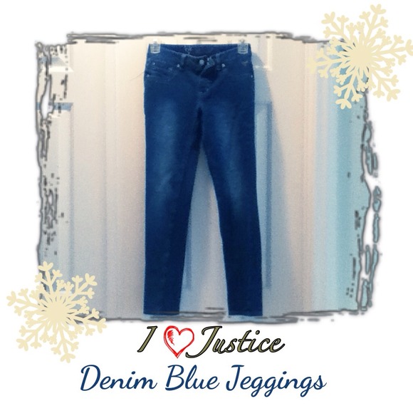 I Love Justice Girls' Denim Blue Jeggings