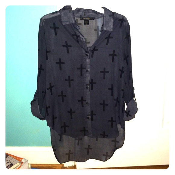 Chiffon Cross-Patterned Shirt -- SMALL
