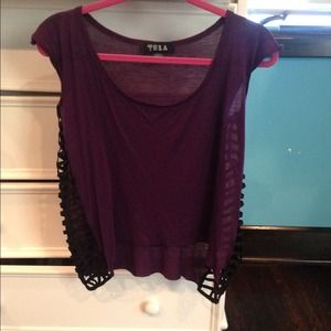 Purple Top with Black Caged Sides