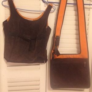 Suede vest and matching satchel bag