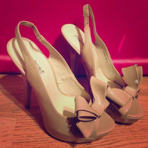 Nude Patent Leather Slingback Heels