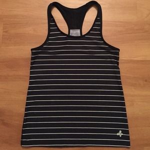 Black and white striped athletic tank top