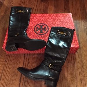Tory burch black riding boots 9.5 Nadine