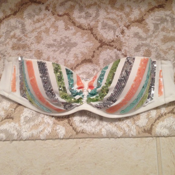 White with sequence bathing suit top