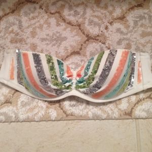 White with sequence bathing suit top