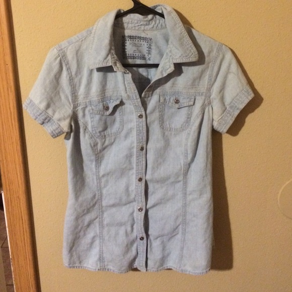 Denim short sleeved button up