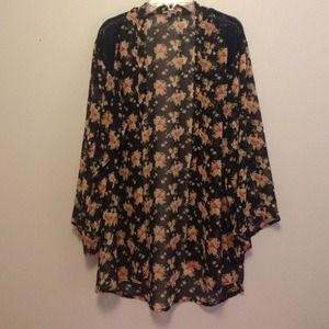 Floral Lacetop Kimono Cardigan