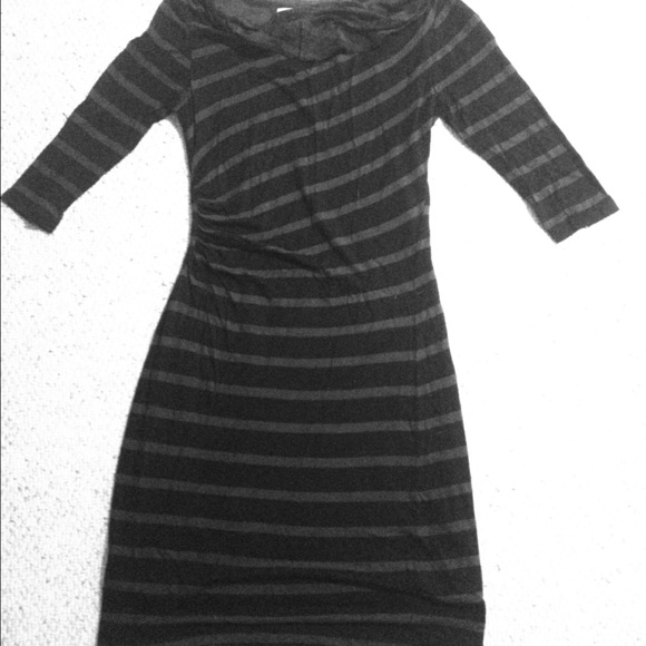 Black dress with grey stripes from the Loft.
