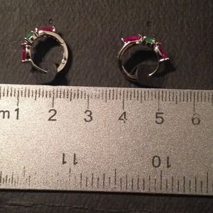 9k White Gold, Ruby & Emerald Gold Hoop Earrings