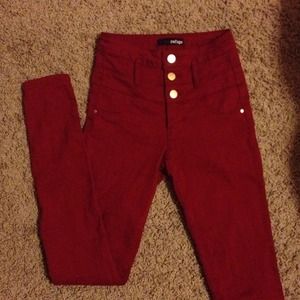 Dark red high wasted jeans