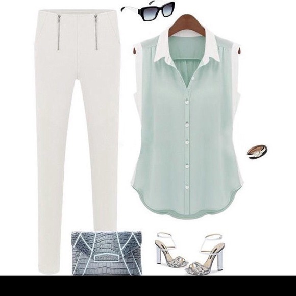 New mint cute blouse 😊💜💚