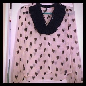 Size 4 H&M long sleeved sheer heart top