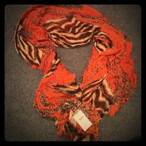 Animal printed/orange scarf