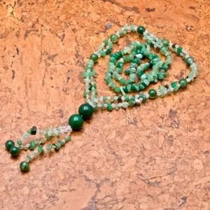 New glass charm emerald long necklace