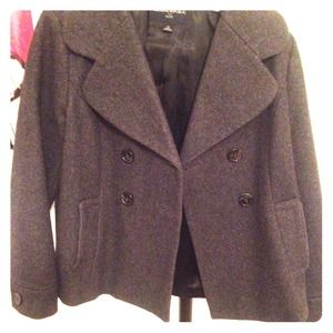 An adorable grey peacoat from banana republic.