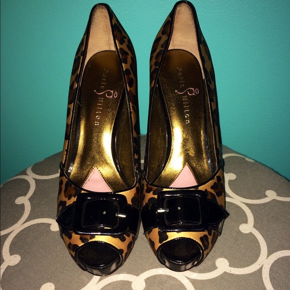 Paris Hilton leopard high heels