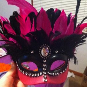 Hot pink and black Halloween mask