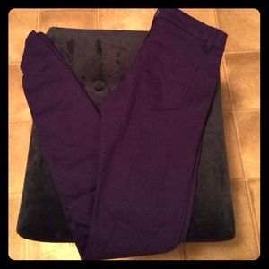 Funky purple/blue colored skinny stretch pants.