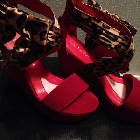Red and Leopard print Wedges Size10 #rePosh