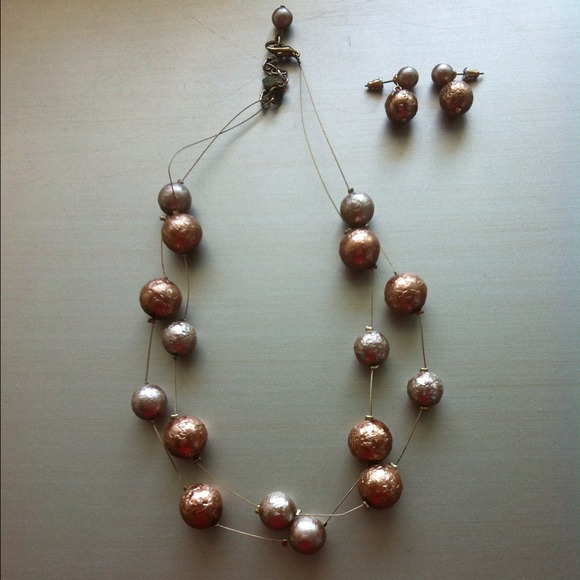 Gold Matte Necklace & Earrings